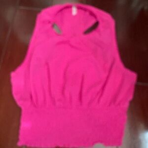 Free People Pink Cut-Out Crop Tank